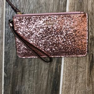Kate spade rose glitter wristlet